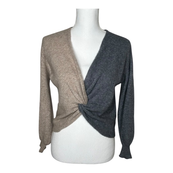 Cinq a Sept Esme Cashmere Sweater Oatmeal/Heather Grey XS - Picture 3 of 10